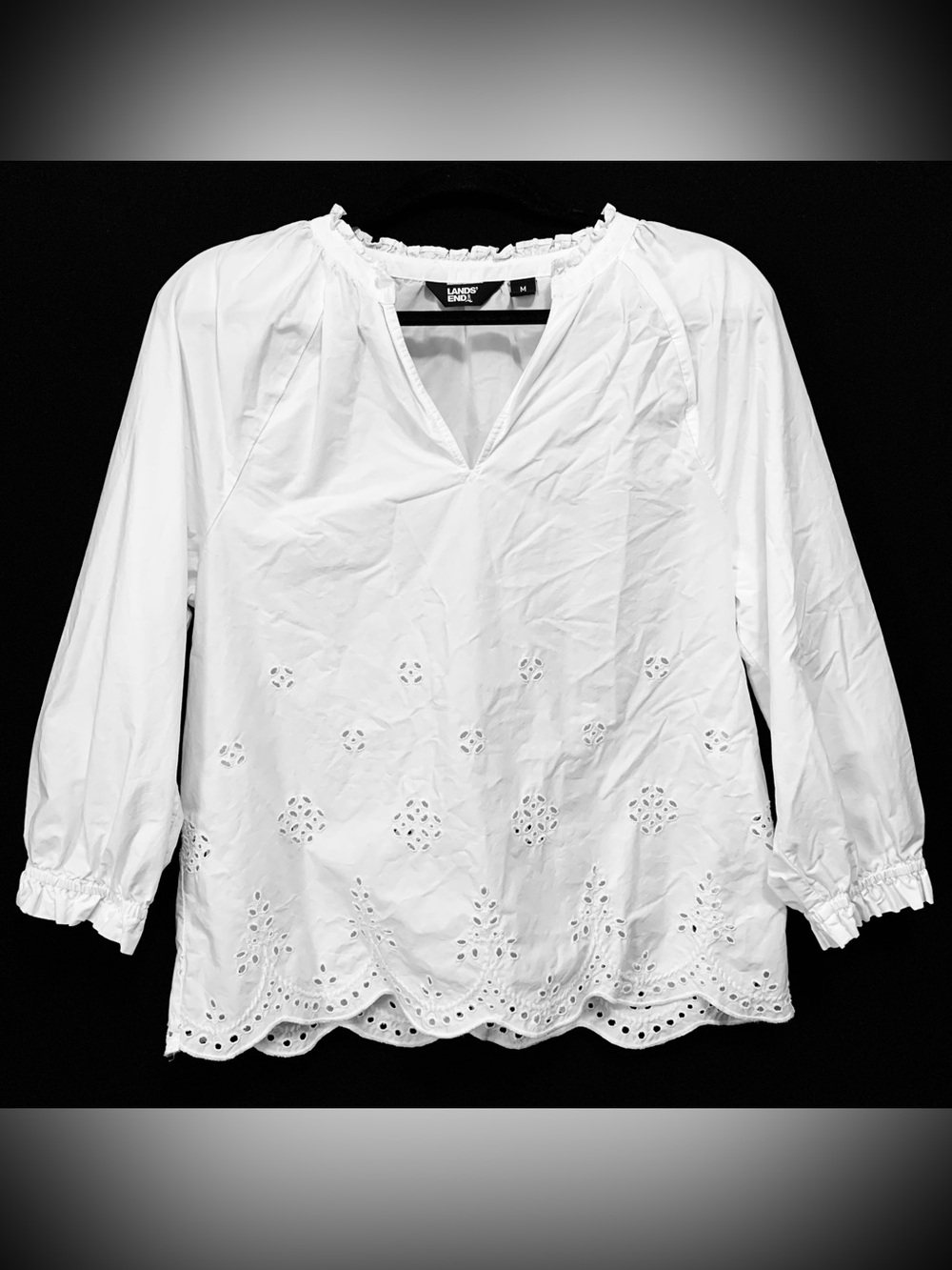Lands’ End 100% Cotton Eyelet Lace Top